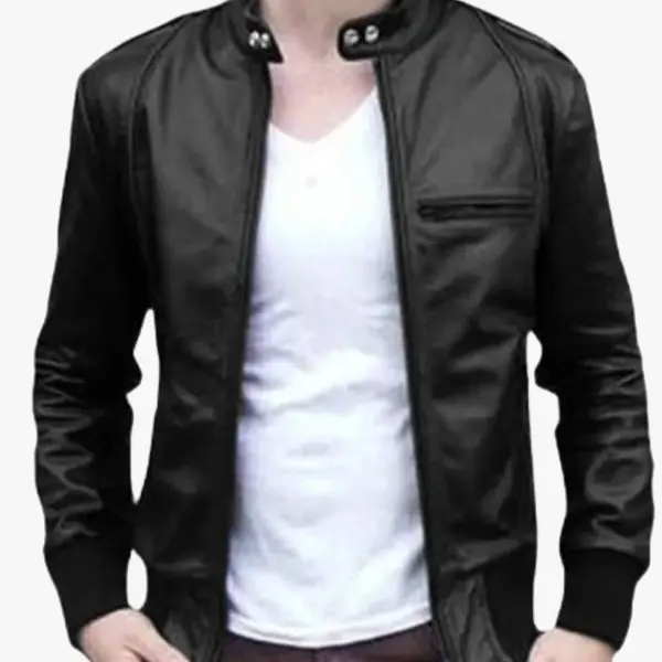 Jaket Ariel Full Black Semi Kulit High Lembut Nyaman Pria Hitam 0