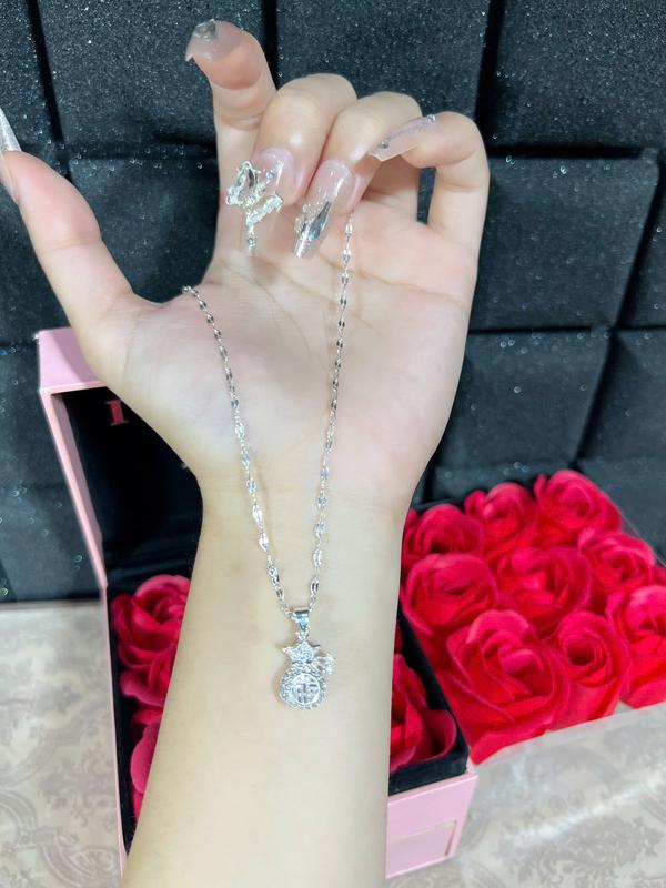  Dây chuyền TÚI TIỀN KIM BẢO đính full Mois S925 thiết kế sang trọng quý phái cho nữ 