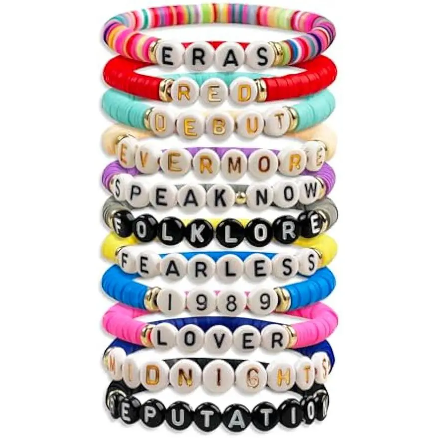Taylor Inspired Bracelet Friendship Set for Swiftie Girls, Women Gifts, Vinyl Era Merch, Speak Now & Reputation Album Tour Outfit Party Eras,Valentine's Da Gifts