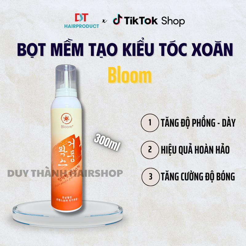 Bọt Mềm Bloom, Tạo Kiểu Tóc Xoăn Lơi Bloom 300ml | Giữ Nếp Tóc uốn sóng to, xoăn lơi , Không Bết Dính, Tăng Phồng Tự Nhiên