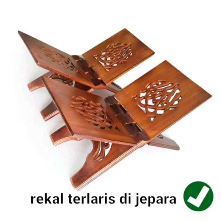Promo Rekal ALQUR'AN Rekhal Tempat Baca ALQUR'AN Meja Lipat ALQUR'AN JUMBO Motif iqrok (NATURALGLOSY) Kayu Furniture