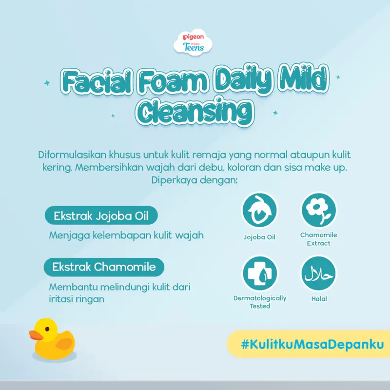 Sabun Cuci Muka Remaja Pigeon Teens Facial Foam Daily Mild Cleansing 100ml Kulit Kering - Pencuci, Wajah Kotoran Membersihkan Pembersihan 2