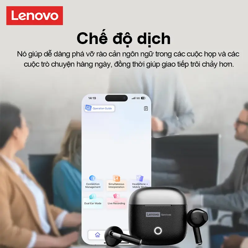 Lenovo LE220 Tai Nghe Không Dây Bluetooth V6.0 | Thiết Kế Giản Dịn + Tủ Sạc Da Little Cabin | AI Dịch Nhiều Ngôn Ngữ | Thoải Mái Đeo Suốt Ngày | Âm Thanh Nguyên Âm | BigBuy360 - bigbuy360.vn