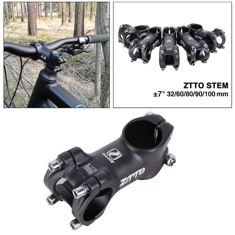 Potence Vélo MTB 7° 31.8mm – Tige Guidon Aluminium Noire (32/60/80/90/100mm)