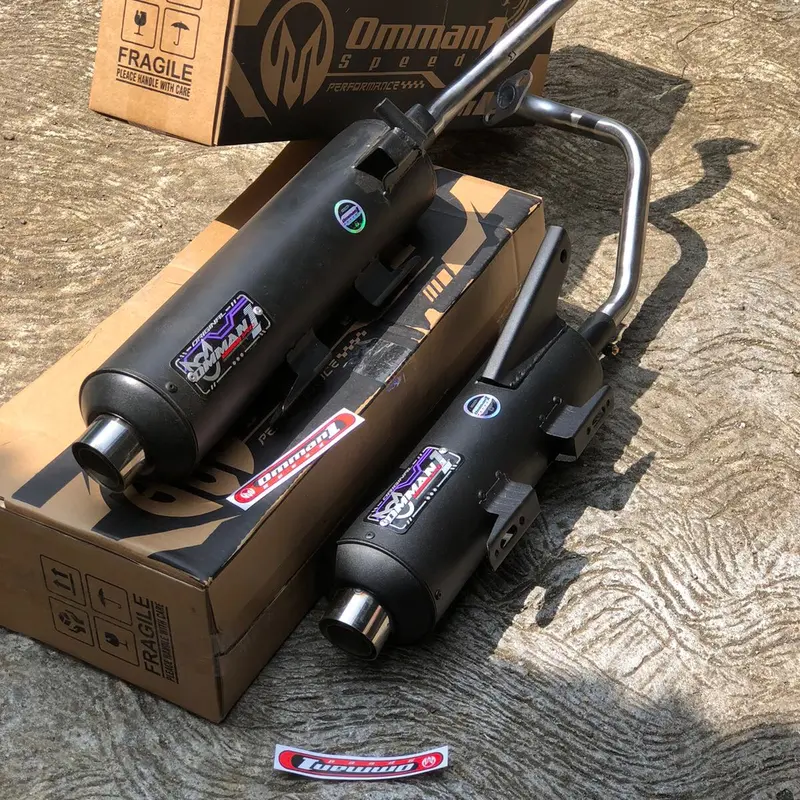 Original OMMAN RACING knalpot tsugigi suara ngebas adem fullset,pnp,untuk al metic Motor 1