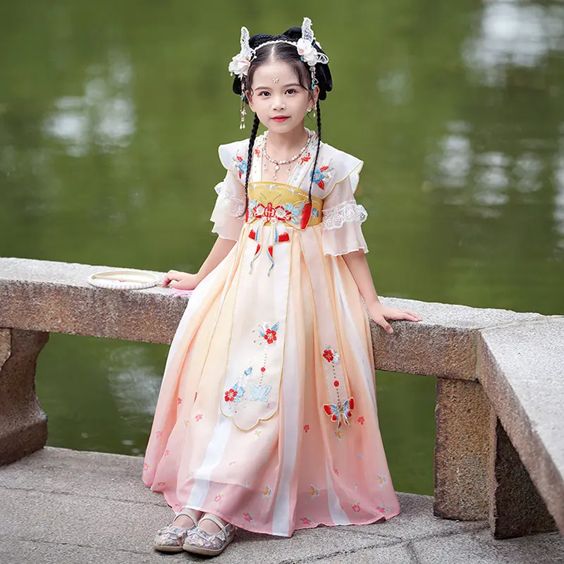 TQ-D0022 [PippiKids]Cô Gái Hanfu Cổ Tích Phong Cách Mỏng, Phong Cách Cổ Trang, Dài Ngực, Thích Hợp Cho Bé Gái, Trẻ Em Trung Niên, Phong Cách Trung Quốc, Có Sẵn Cho Mùa Xuân, Mùa Hè Và Mùa Thu 4