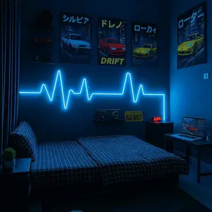 [1] Lampu LED Neon Flex 220V Mudah Dibentuk Lampu Detak Jantung untuk Dekorasi Ruangan Modern premium