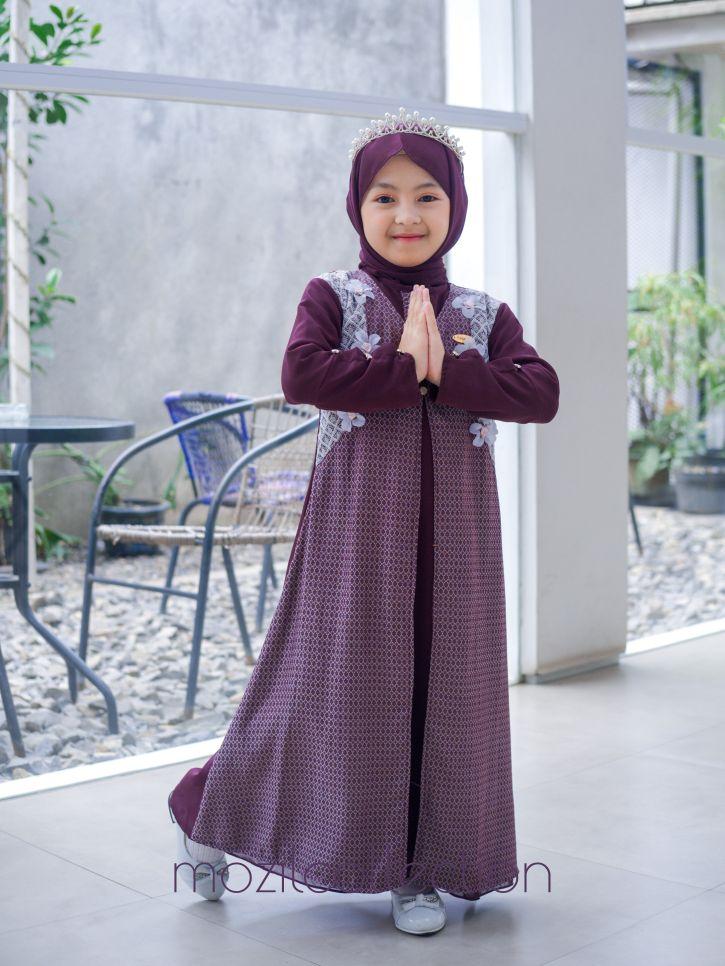 Aisha Kids Set Hijab Gamis Anak Usia 3-13tahun Terbaru Ceruty Baju Muslim Lebaran