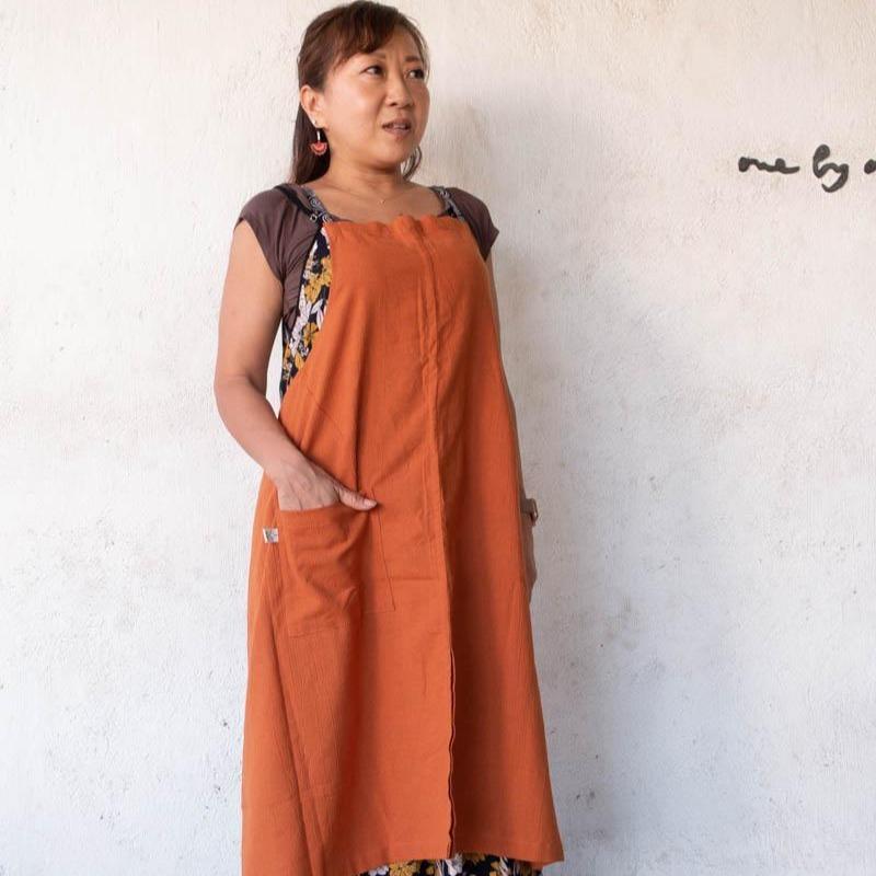 Linen apron masak (Brown) 2