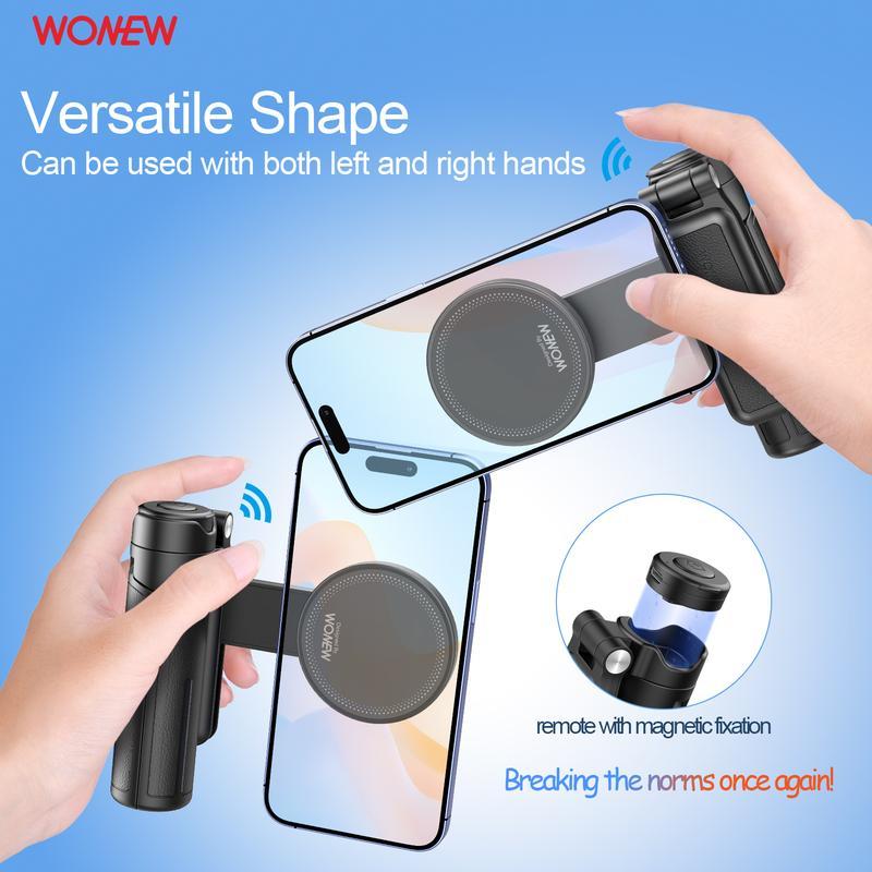 3-in-1 Magnetic Phone Grip，Magsafe phoneholder，Wonew Palm-Size Selfie Stick/Tripod，travel selfie portable，with Bluetooth remote， 2