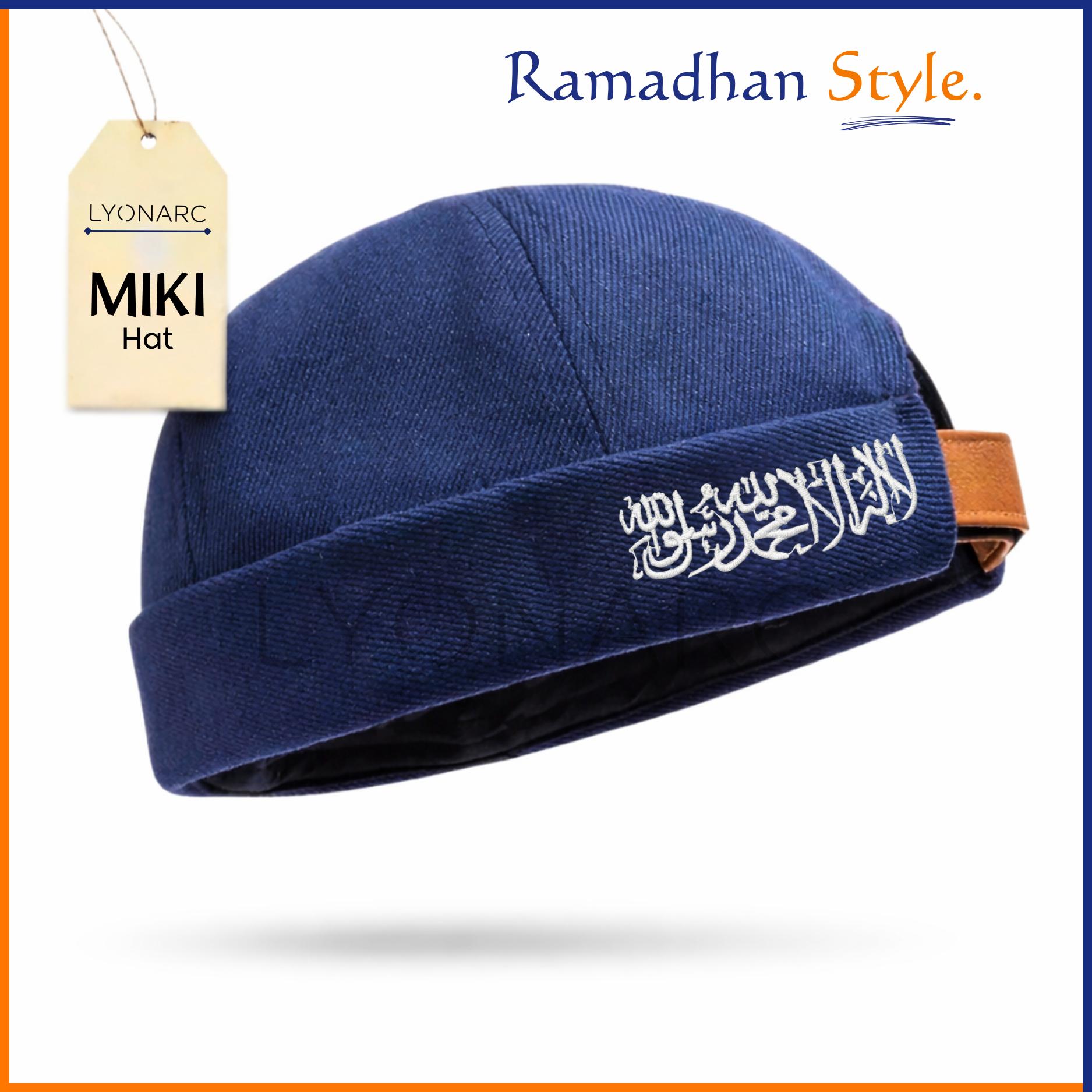 LYONARC Peci Miki Hat Pria Dewasa - Topi Peci Kopiah Muslim Mikihat Motif Kaligrafi Peci UAS Miki Hat - Peci Pria Songkok Sholat