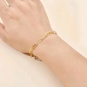 Gelang tangan wanita paper clip terbaru menyerupai emas 24K