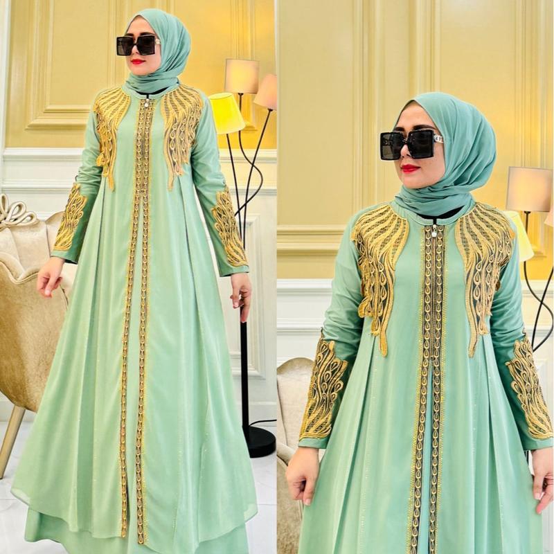 (COD)Gamis Abaya Arab SHANIA Motif Bordir Jersey Mix Ceruty Mote Swarosky Terbaru Muslim Hitam Turki Mewah 7
