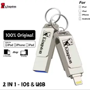 Kingston OTG Flashdisk 2 in 1 iOS & USB 3.0 Lightning 1TB Penyimpanan Data Flash Drive untuk iPhone iPad PC 32GB 64GB 128GB 256GB 512GB 1TB Garansi Tokoh