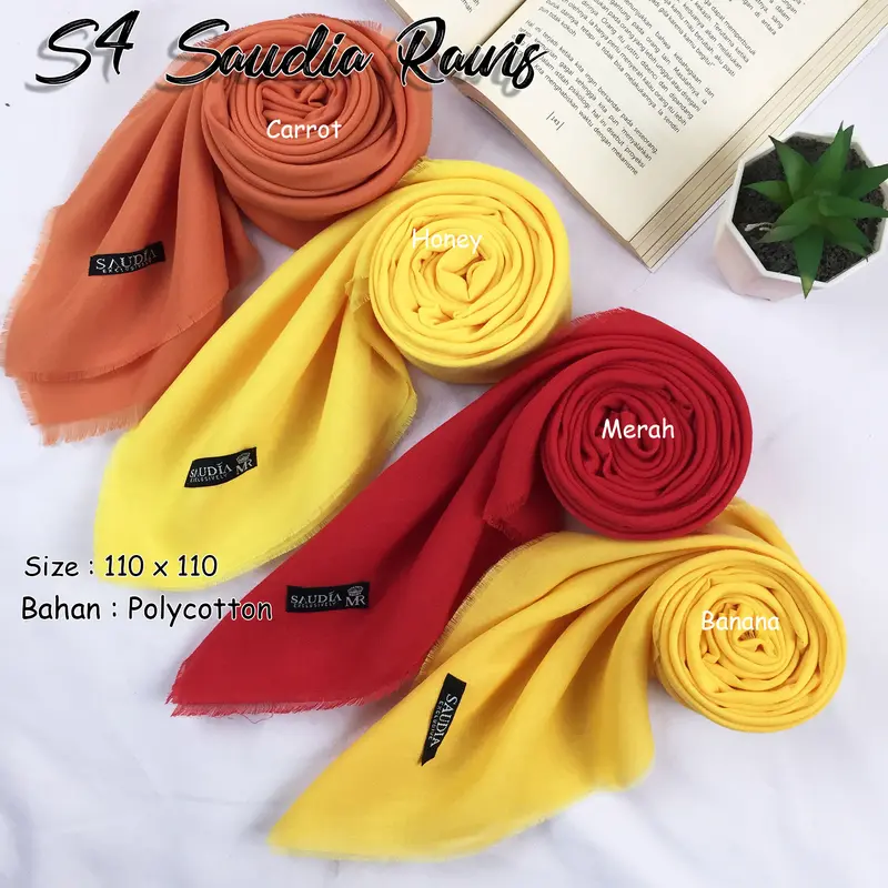 JILBAB Segi empat POLOS SAUDIA RAWIS Katun Nyaman Simple Kerudung  Square  Polycotton Basic Muslim P 1