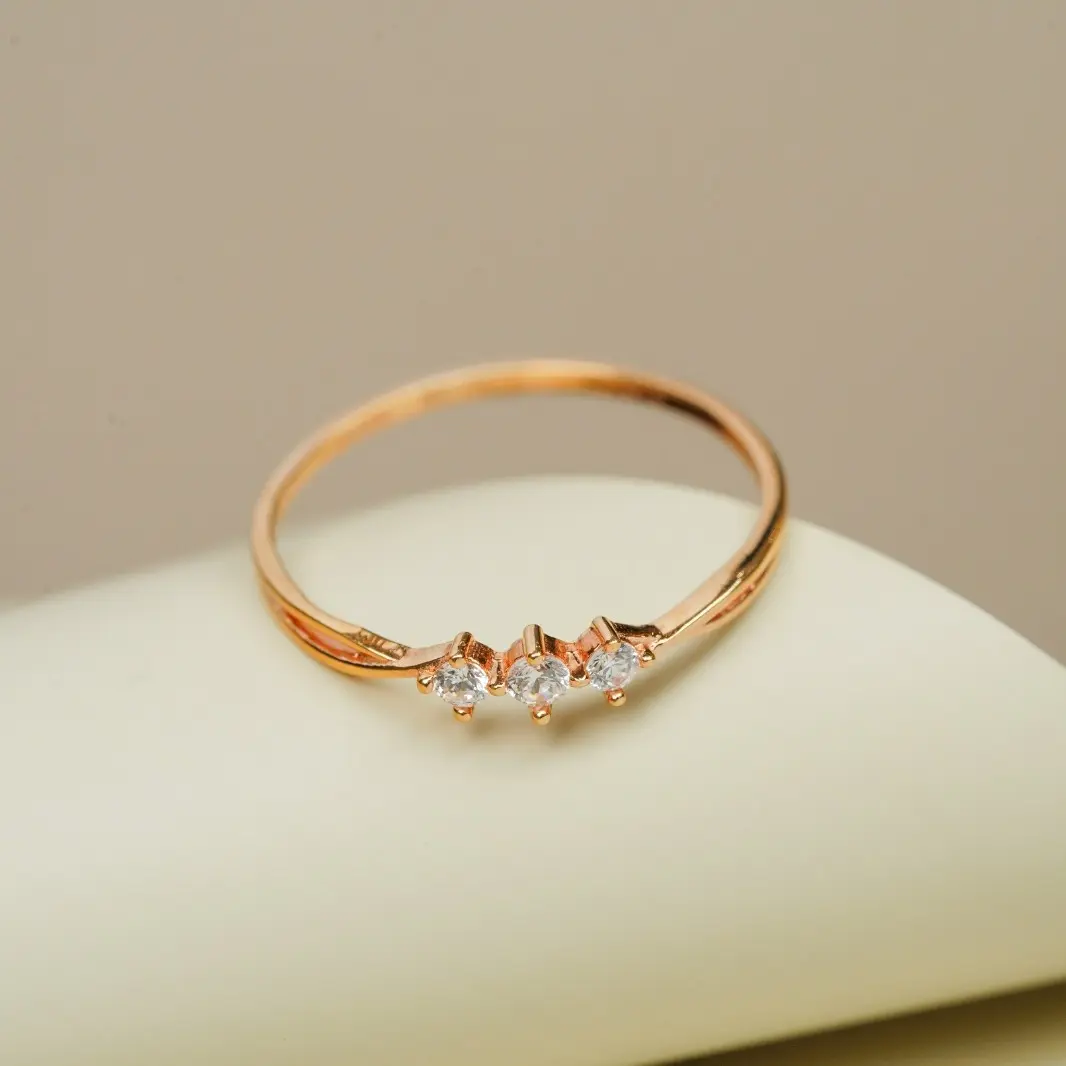 Cincin Emas Model Mata 3 Rose Gold - Kadar 17K