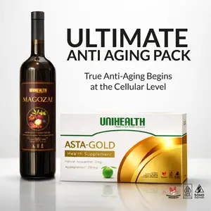 Ultimate Glowing Pack (Asta-Gold 30 kapsul quidfast Premium Astaxanthin + Magozai 750ml Premium Antioxidant)