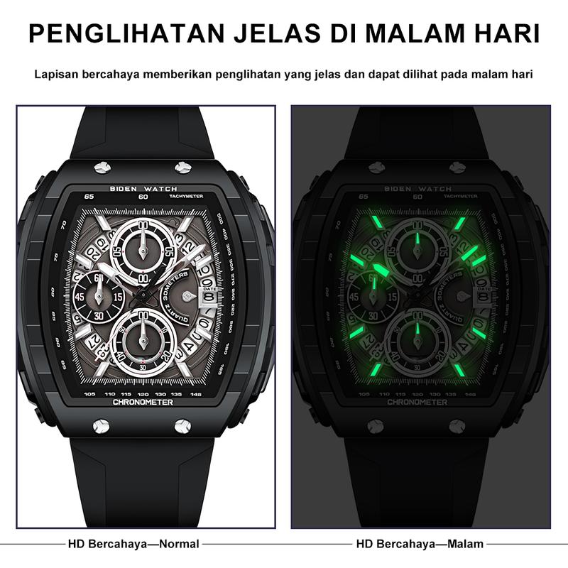 【003Harga telah diganti, cepat beli】BIDEN Jam Tangan Pria Anti Air Olahraga Multifungsi Tali Silikon Pria Jam Tangan Cowok Original YNR028 7
