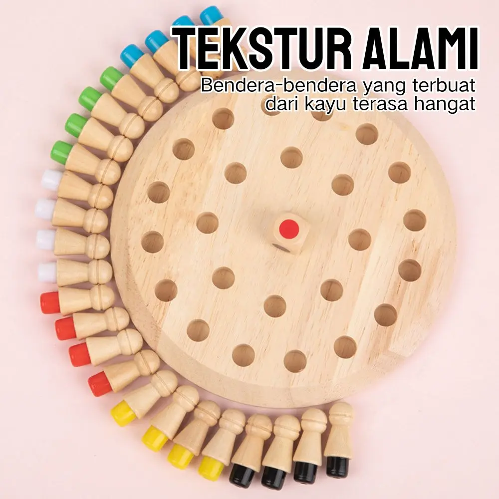 Mainan Edukasi Anak: Catur Memori Kayu Warna-Warni untuk Melatih Konsentrasi & Daya Ingat - Aman & Non-Toxic, Cocok untuk Balita 3+