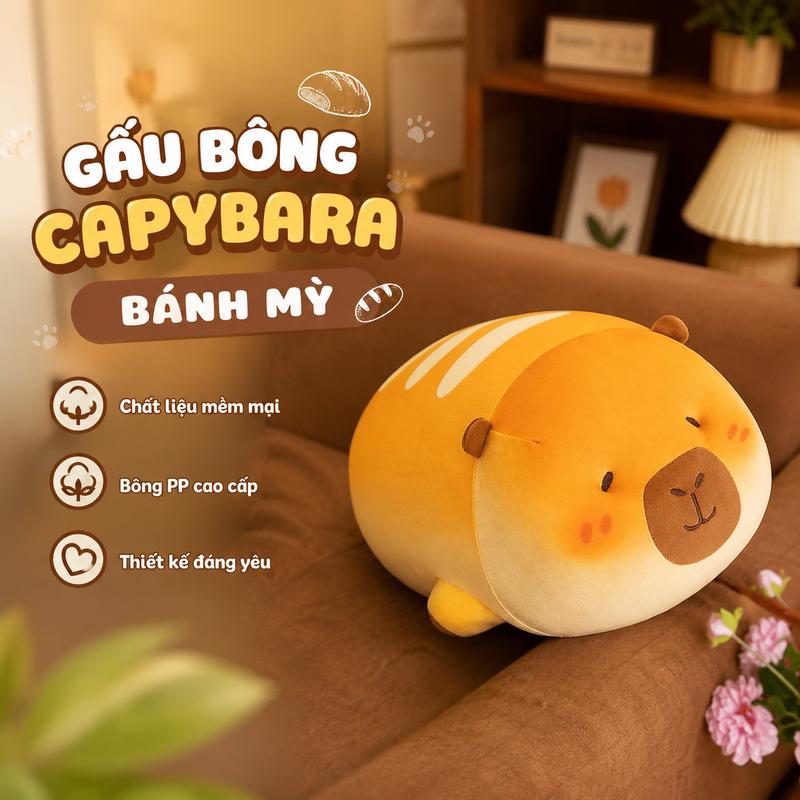 Gấu Bông Capybara Bánh Mỳ Vàng Êm Ái 40cm