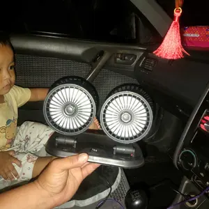 Kipas Angin Mobil 2 Kepala 12 Volt 24 Volt / Kipas Pendingin Mobil Truck Kipas Dashboard Mobil Multifungsi 360 Derajat
