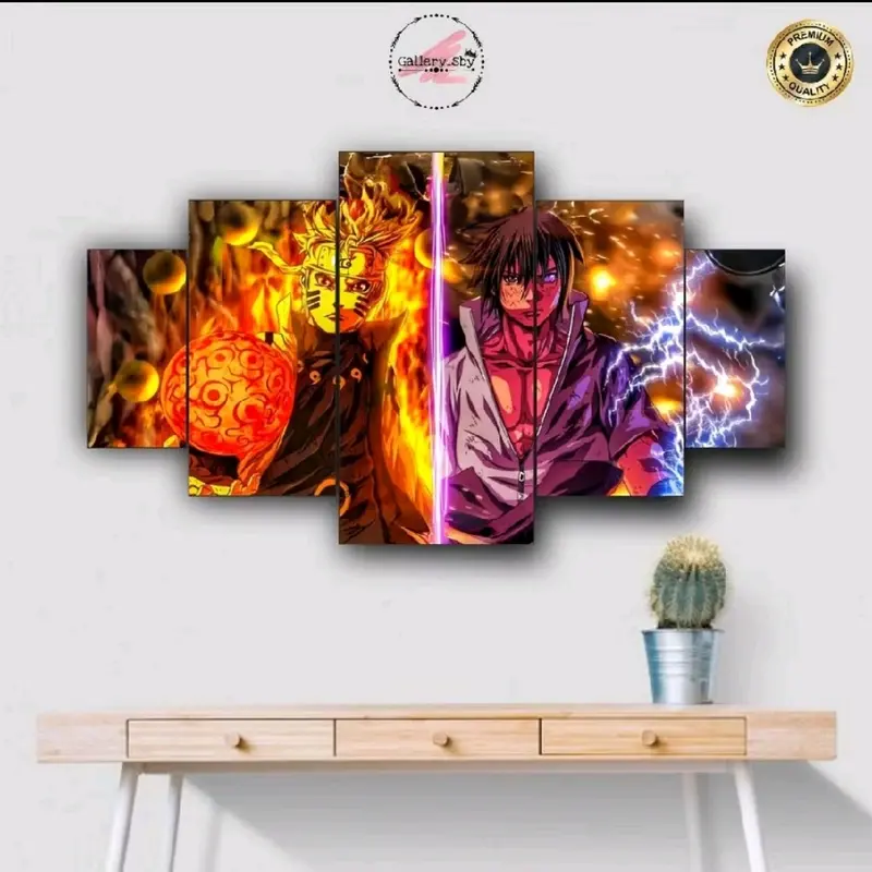 1 SET Pajangan Dinding  NARUTO & SASUKE Hiasan Dinding Cocok Buat Kamar Aestentic Isi 5 pcs Poster Kayu 1