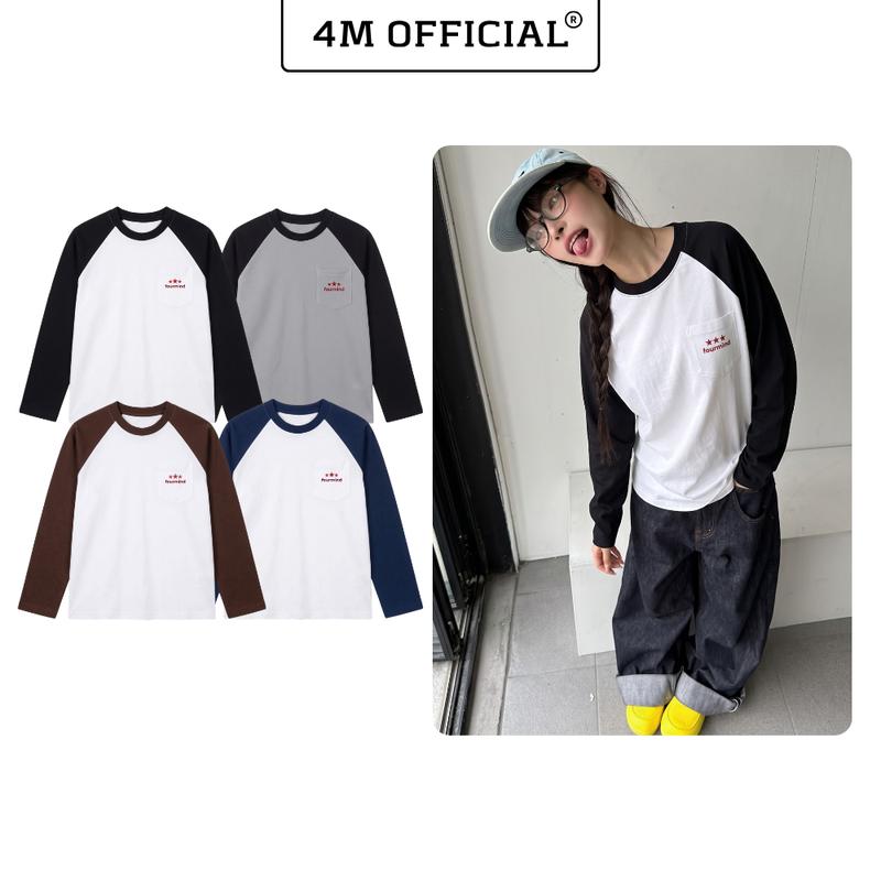 Áo thun dài tay raglan form rộng vải waffle 4M OFFICIAL, Long-sleeve raglan T-shirt Local Brand