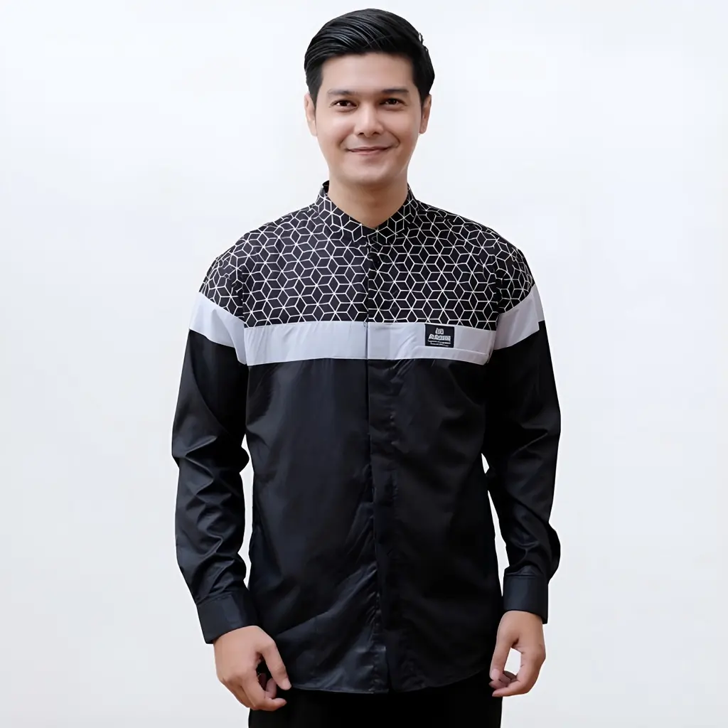 Baju Koko Pria Lengan Panjang Motif Senopati Kombinasi Batik Terbaru