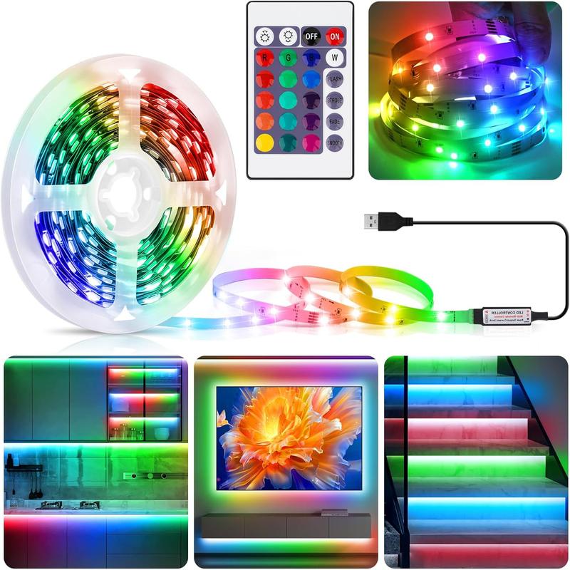 Đèn Dây LED RGB 5050 5v Điều Khiển Từ Xa USB 5V Đổi 16 Màu Trang Trí Phòng Ngủ Gaming TV