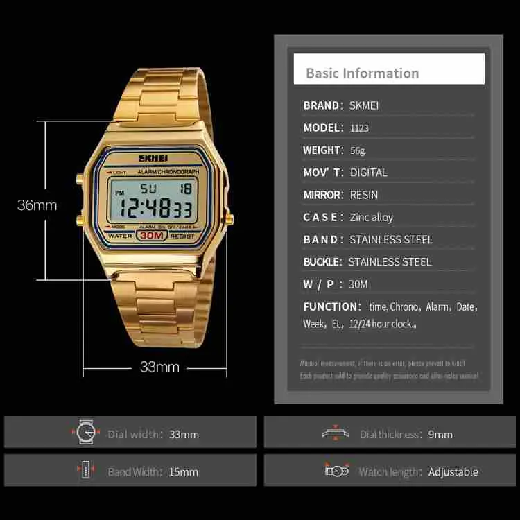 Jam Tangan Wanita Digital SKMEI 1123 Stainless Steel Anti Air 30 Meter Original 2