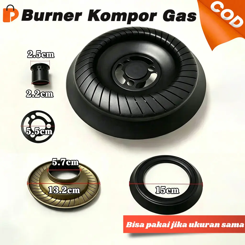 Burner Kompor Gas Universal untuk Kepala Kompor Kaki Tinggi | Tutup Burner Baja Hitam, Cocok Berbagai Merek | Optimalkan Nyala Api & Distribusi Panas – Universal Gas Burner Cover, Steel Diffuser