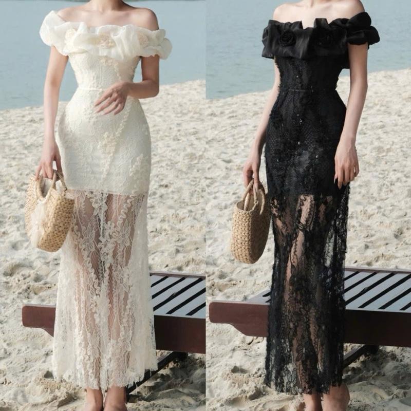 Váy ren thiết kế trễ bèo ôm body dáng dài sang chảnh NQt13