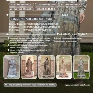 GRANADA DREES ARABELLE STYLE 3 Dress dengan Detail Cuttingan Super Nyaman & Charm Ori Arabelle Scarf Size S hingga 5XL Gamis