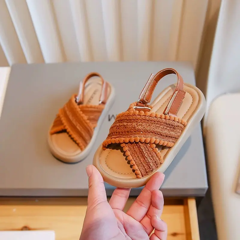 [Brandedbaby] 21-37 Sandal Casual Anak Perempuan Sandal Slop Anak Slip On Tali Velcro Sepatu Fashion Kaki Nyamain 2