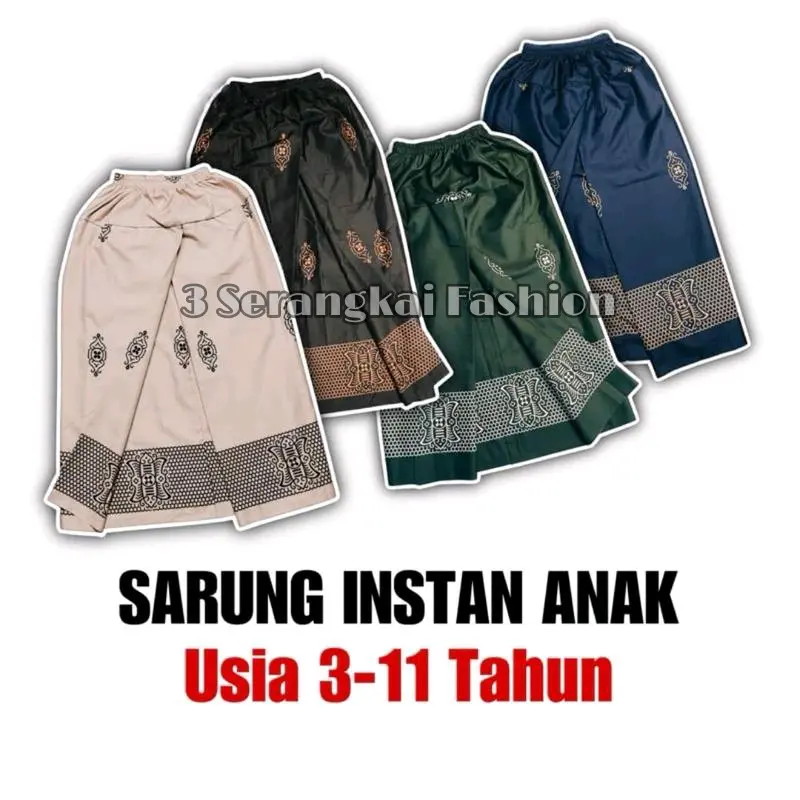 Sarung Anak Instan Sarung Praktis Sunat Sarung Instan Motif Sarwon Umur 3-11 Tahun Katun Muslim Celana 0