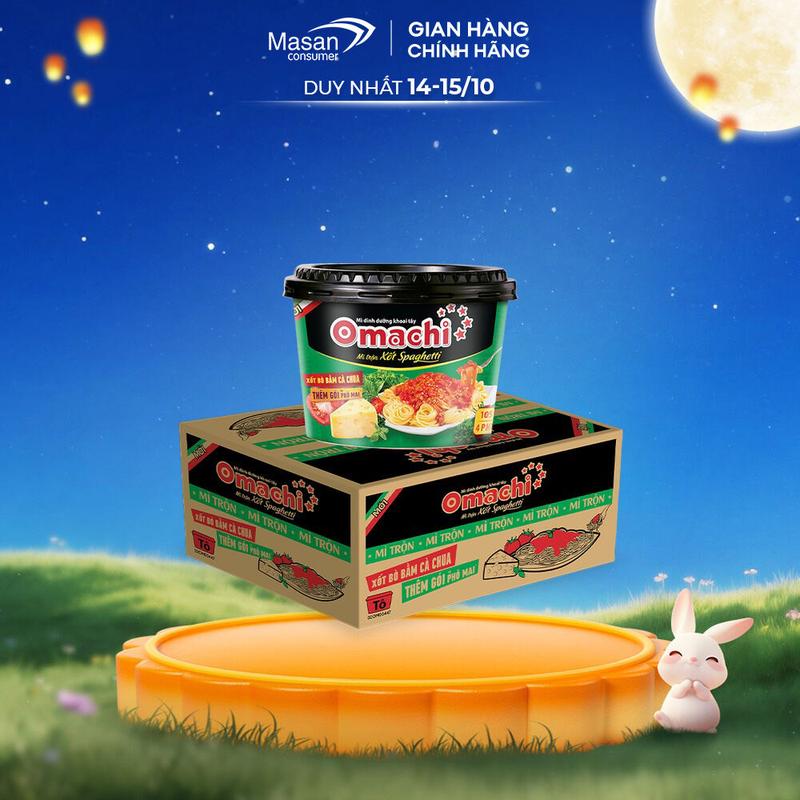 Thùng mì dinh dưỡng khoai tây Omachi mì trộn xốt Spaghetti mới 12 hộp x 105gr