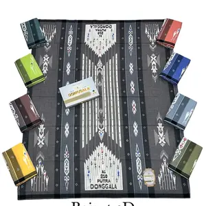 Sarung Donggala Bairut Motif Baru Katun TR Muslim Nyaman Rayon Santri Dewasa Salur Tenun - Pria, Garis, Putih, Kotak, Kain, Hitam Batik