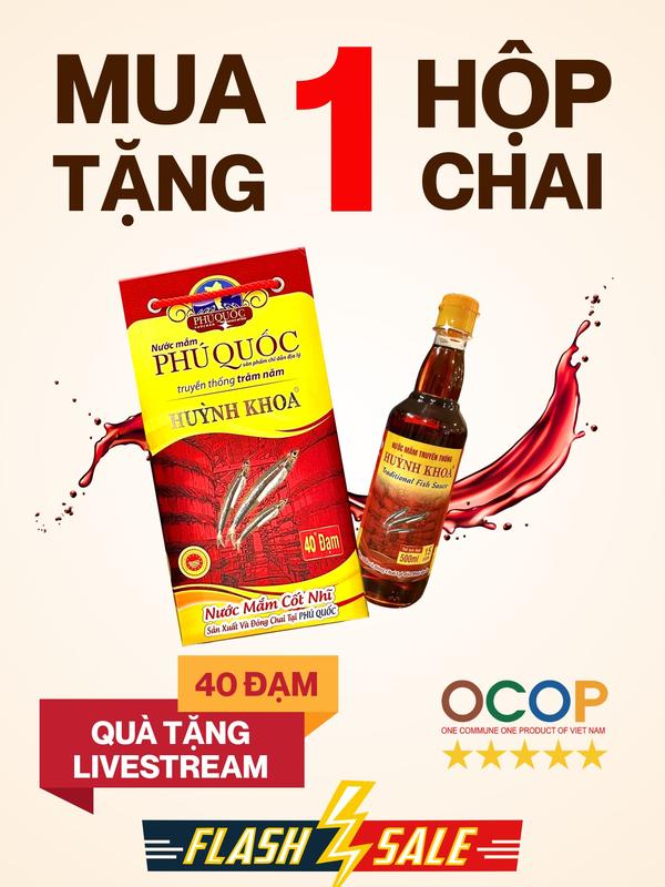  40 Độ Đạm  OCOP 5 sao Quốc Gia  Nước mắm truyền thống Phú Quốc 40 độ đạm Hộp 2 chai x 520ml 
