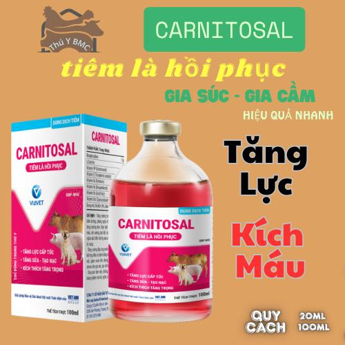  Carnitosal tăng lực cấp tốc Tăng cường trao đổi chất kích biến dưỡng ngừa rối loạn dinh dưỡng và tăng trưởng kém. Đặc biệt trường hợp: thiếu máu còi xương bại liệt co giật sốt sữa   thuốc bổ cho vật nuôi  