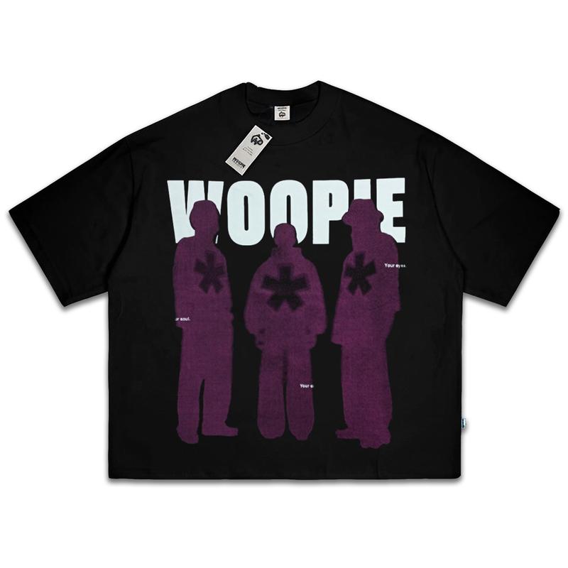 Boxy Fit Crop Oversize T-shirt Woopie Project Hitam Pria Wanita Dewasa Katun 20s 200gsm Lembut | Kaos Skena Santai Motif Keren Baju Distro Cowok Remaja Aesthetic 6