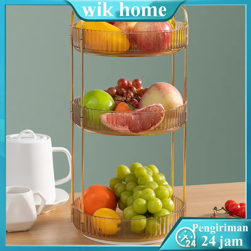 Keranjang Buah- Wadah Saji Piring Buah Rak Buah Emas Keranjang Serba Guna 2Tingkat / Keranjang 2TINGKAT / Tray Buah / Pengatur Mug / Pengatur Makanan Ringan Keranjang Serba Guna 2tingkat/Emas Tempat Buah/dapat Dilepas Keranjang 2 Tingkat