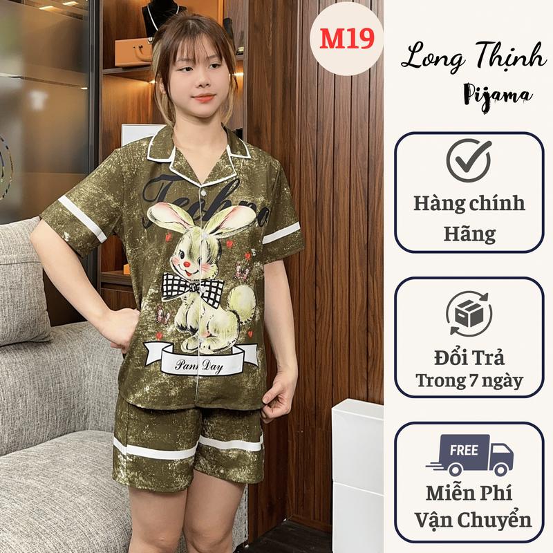 Pijama Mẫu Mới Đồ Bộ Ngủ Lụa Nữ Họa Tiết Thỏ Mới  Kiểu Dáng Hiện Đại Chất Lụa Thoáng Mát Full Size - Có thể giặt máy- Mùa Hè 0