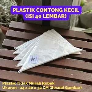 (40 LBR) Plastik Contong Kecil | Plastik Segitiga | Plastic Pipping Bag - Tidak Mudah Robek | Plastik Hias Kue Segitiga | Bahan HDPE transparant