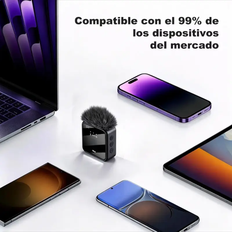 Mini micrófono 3 en 1 para iPhone/Android/ cámara, audio de alta fidelidad, 48 kHz/24 bits, micrófonos inalámbricos, alcance de 100 m, batería de 20 h, micrófono de solapa con reducción de ruido para transmisión en vivo, TikTok y YouTube. - Foto 7