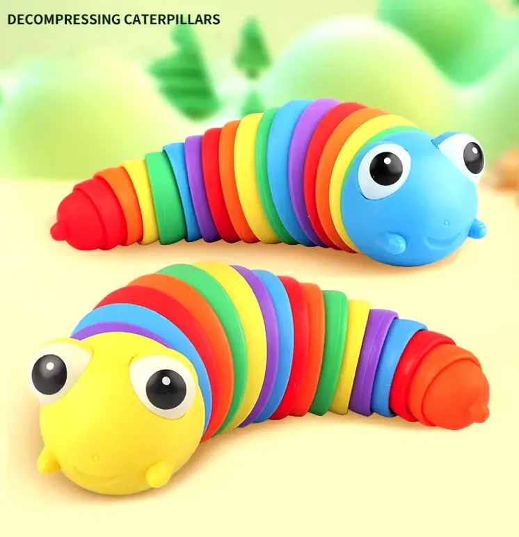 Sensory Play Pop It Mainan Edukasi Anak Murah Ulat dan Siput Warna Pelangi Lucu Usia 2 3 4 5 6 7 8 9 10 11 12 13 Tahun Toys Bayi 5