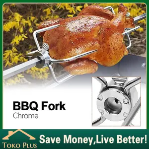 Alat Pemanggang Guling Ayam Putar Berputar Rotisserie Grill Tusukan Oven Bahan Stainless Penggulingan Ayam