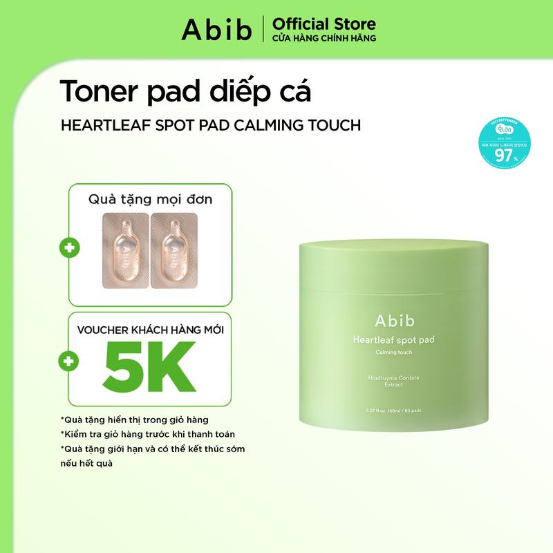 Abib x Cha Eun-woo Toner pad chiết xuất diếp cá giúp làm dịu da & tẩy tế bào chết Abib Heartleaf Spot Pad Calming Touch 80 miếng