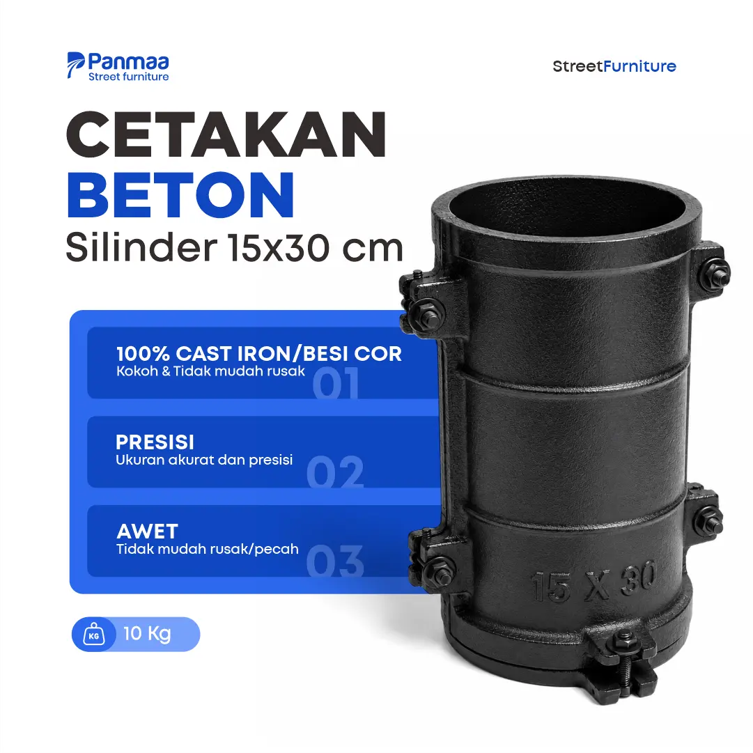 Cetakan Uji Beton Silinder 15x30 cm Bahan Cor Logam Kuat  (Langsung Dari Pabrik)