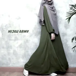 Gamis Abaya Wanita Lengan Karet Woolpeach Premium dengan Resleting Depan Size S M L XL XXL