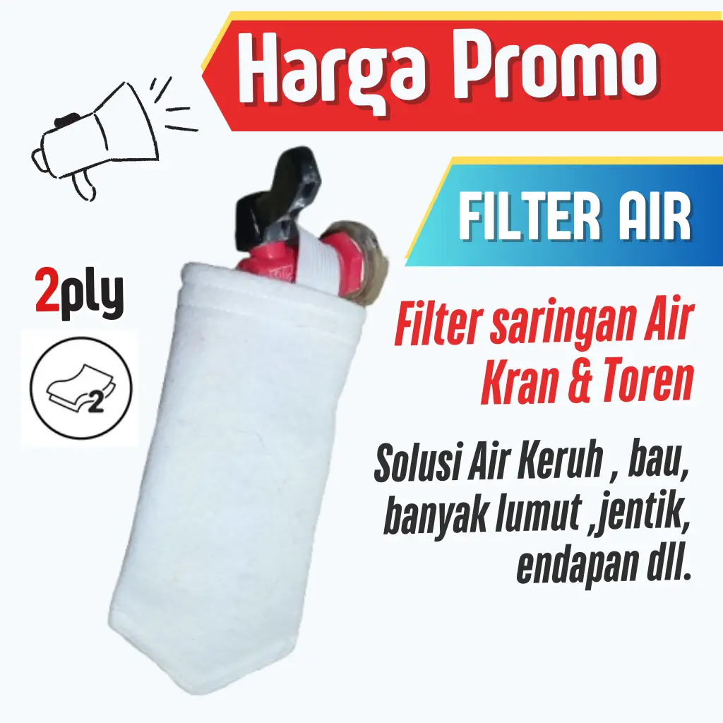 Promo filter air kran 2 play saringan penjernih air keruh murah gagang karet elastis mudah di pasang